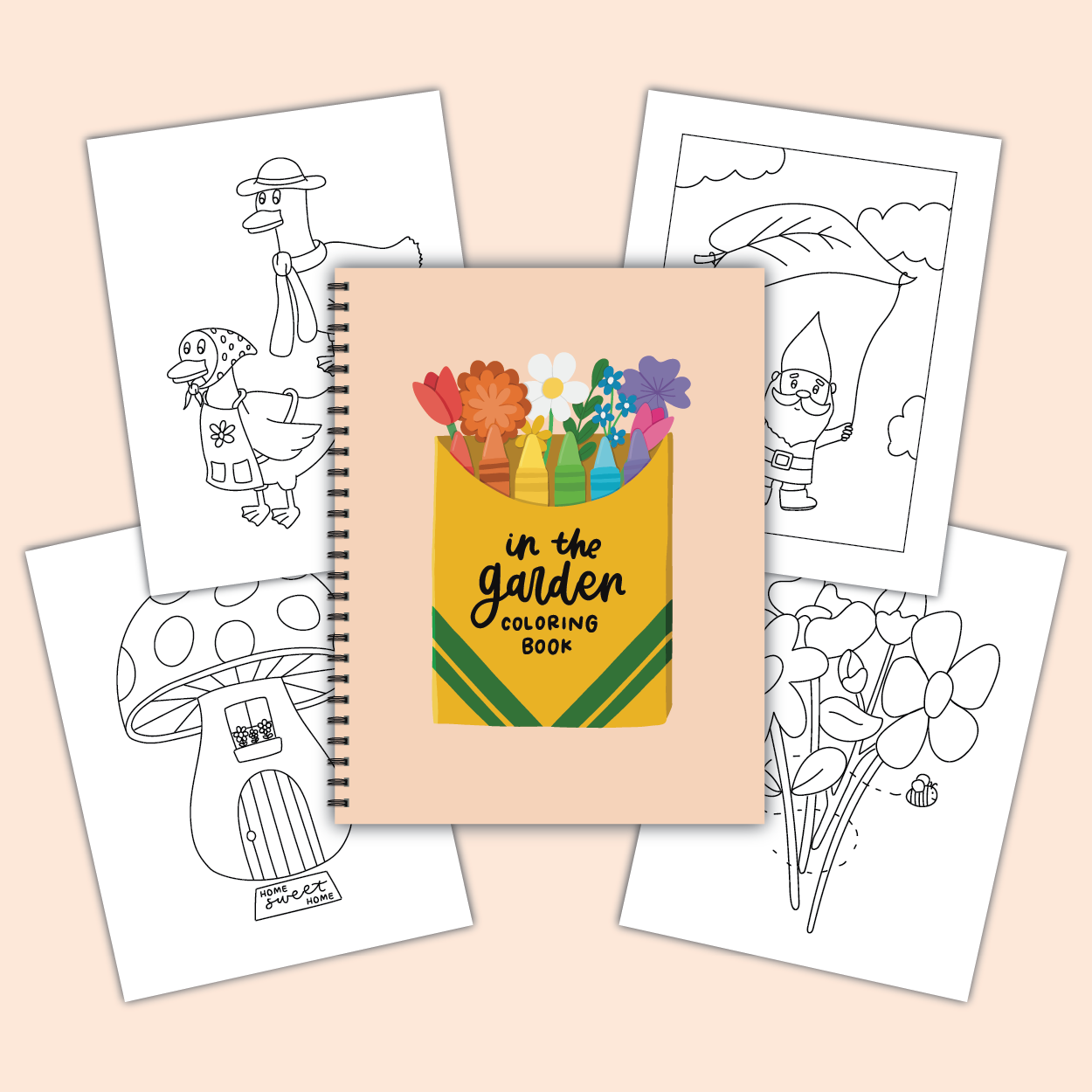 In The Garden Coloring Book + 5 pk
