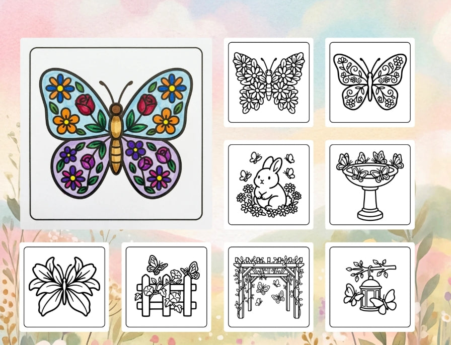 Bloom and Butterflies Coloring Book