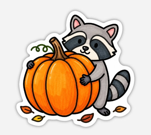 Raccoon Pumpkin Sticker