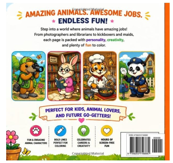 Animals on the Job: Coloring Book A-Z Animals