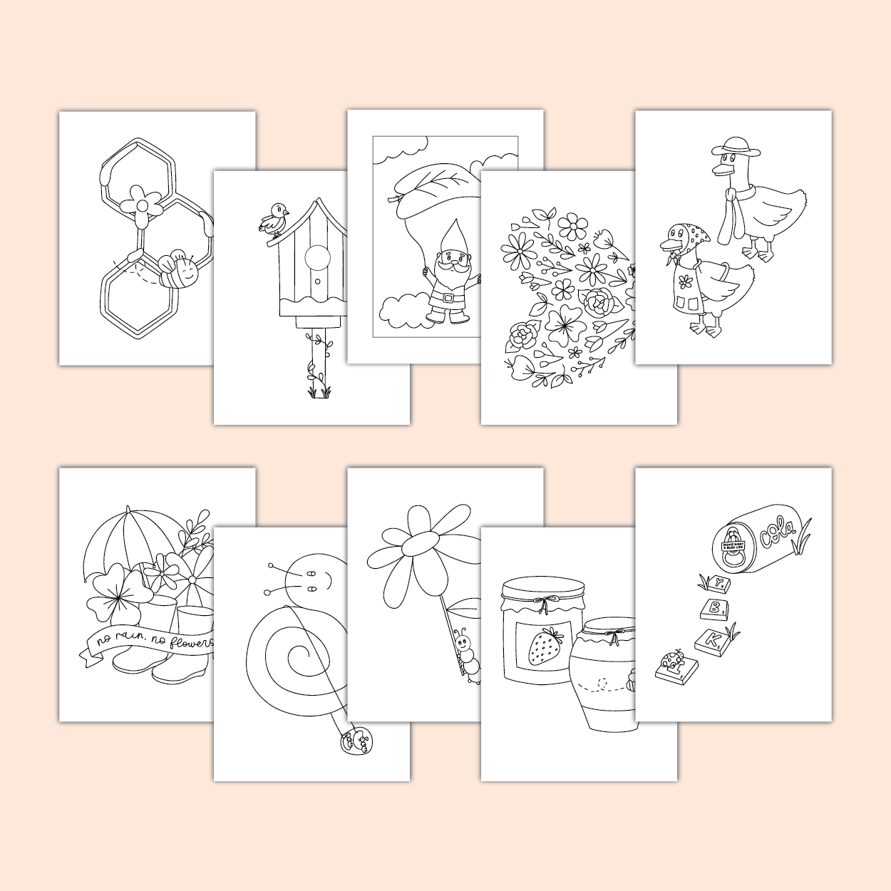 In The Garden Coloring Book + 5 pk